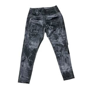 Danskin Women's Workout Leggings Black Grey Tye Dye SIZE Large